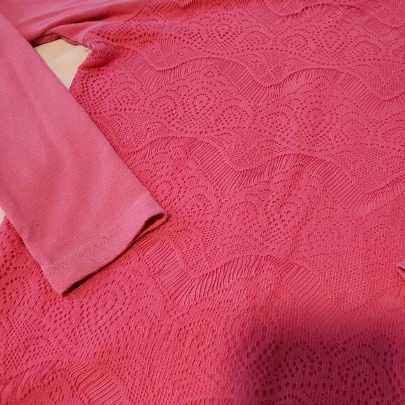 Scooter Brown small girls pink long sleeve tee with lace front - Picture 2 of 6